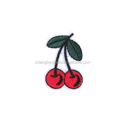 China 3D Iron On Red Embroidered Twill Patch Full Fruit Shape Embroidery Patches for sale