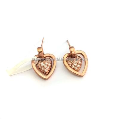 China Vintage Fashion Jewelry Girl's Rose Gold Earrings Love Heart Earrings Drop Wedding Earring For Women for sale