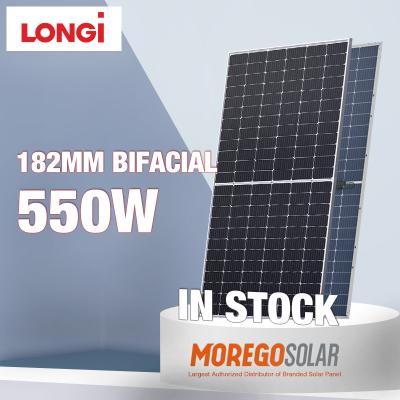 China LONGi Solar Panel Half-Cut PV Solar Module 550W 545W 540W Double Bifacial Glass Solar Panel 182mmx182mm for sale