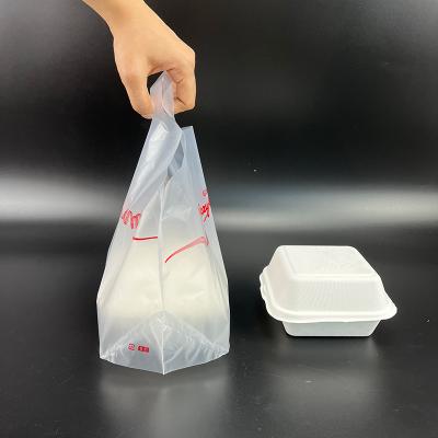 China ANTI-STATIC Tamper Resistant Visible Restaurant Fast Food Carry Take Out To Go Bag With Wave Handle for sale