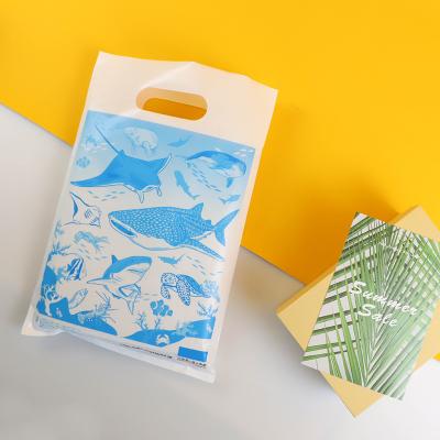 China Birthdays 100% Recyclable Shopping Handles Boutique Goods Recyclable Die Cut Plastic Shopping Bag for sale