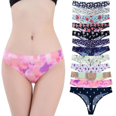 China Selling Wish Tanga girl panties t back panties thong viable hot female underwear lenceria women's seamless printing mid-waist for sale