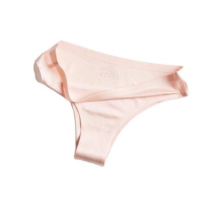 China Viable Factory High Quality Lady Thong Bikini Thong Custom Made Thong Panties Ice Silk Seamless High Elastic Panties Women Underwear Pink for sale