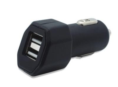 China Bluetooth Headset Black Electrical Travel Adapter , 5V 2 Port USB Car Charger for sale