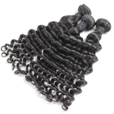 China FRENCH Deep Wave Top Quality 10A 10A LOOP 12 to30 Black Color 100% Unprocessed Brazilian Hair Weaves Virgin Hair Bundles for sale