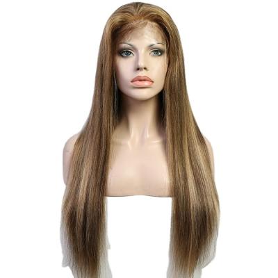 China Wave Front Wig 4*4 200% Silky Straight Human Hair #p4/27 Lace Front Wig for sale