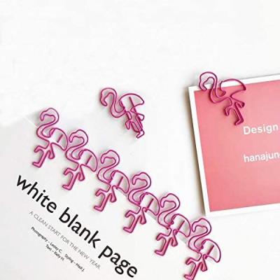 China Cute Pink Flamingo Office Metal Bookmark Planner Paperclip Paper Clip Markers For Book Chancery Stationery School Office Supplies Gift for sale