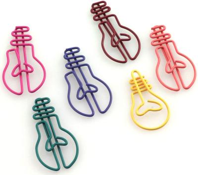 China Custom Metal Office Stationery Shape Light Bulb Design Colorful Paper Clip Bookmark for sale