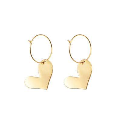 China Coldwind TRENDY fashion high quality light luxury 18K gold plated stainless steel jewelry trend skewed heart earrings for women for sale