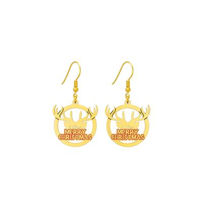 China Cute Style Waterproof Earrings Christmas Elks Circle Dangle Earrings For Christmas Gift Jewelry for sale