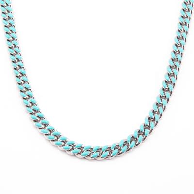 China 2021 Hot Selling Hiphop Sping Hip Hop Summer Enamel Chain Necklace Colorful Cuban Chain Necklace for sale