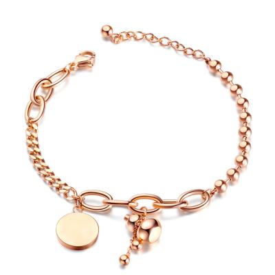 China New CLASSIC Style Classic Round Beads Stainless Steel Gold Plated Squash Women Sublimation Charm Pendant Bracelet for sale