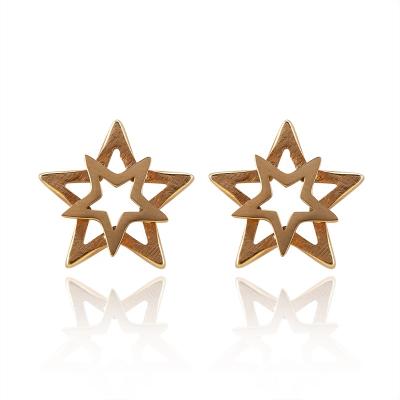 China Gold Plated Hollow Star Stud Earrings Women Hypoallergenic Minimalist CLASSIC Stainless Steel Stud Earrings for sale