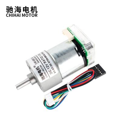 China FAN CHR-GM37-3429PE 37mm Large Torque Eccentric Metal DC Gear Tubular Motor With Photoelectric 448CPR Encoder For DIY for sale