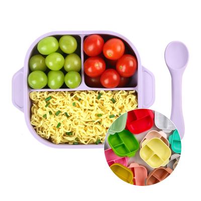 China Healthy BPA Free Silicone Baby Soft BPA Free Dish With Lid Silicone Suction Dishes For Baby for sale