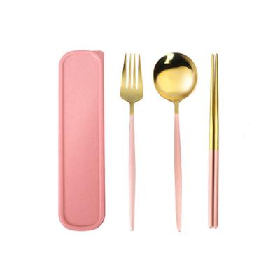 China Durable Hot Selling Stainless Steel Gold Flatware Durable Chopsticks Spoon Utensils Flatware Luxury Spoon Sets for sale