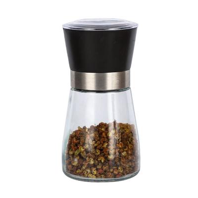 China Viable High Quality Adjustable Kitchen Food Grinder Spice Salt Glass Ceramic Manual Pepper Grinder for sale