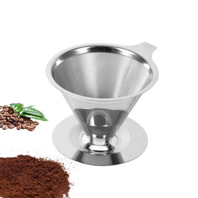 China Coffee Tool Stainless Steel Coffee Strainer Wholesale Reusable Coffee Filter With Holder for sale