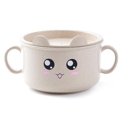 China New Design Wheat Straw Creative Sustainable Pattern Style Plastic Cereal Bowl Cute Baby Bowl Baby Bowl for sale