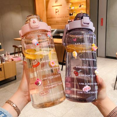 China Sustainable Hot Sale Sports Customized Large Capacity 2000 ml Plastic Water Bottles Sports Drinking Bottle With Straw for sale