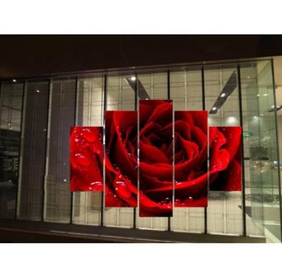 China Indoor / Outdoor See 1000x500mm High Bright Full Color Glass Panel Advertising P3.91 Transparent Film Led Screen Display for sale