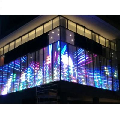 China Semi-outdoor building wall install 5000nits high brightness indoor outdoor transparent SMD P3.91 led display board 1000x500mm for sale