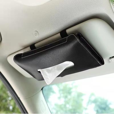 China Viable Hot Pink Auto Vehicle Accessories Hanging PU Sun Visor Paper Towel Mask Towel Boxcar Fabric Leather Holder for sale