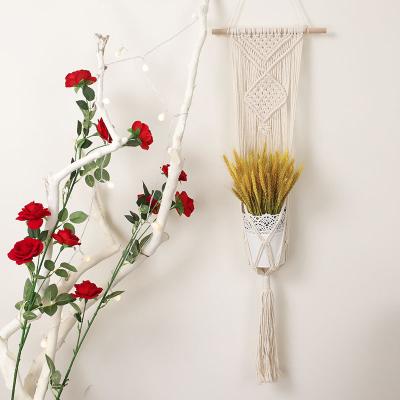 China Environmentally Friendly Handmade Macrame Plant Hanger Flower Pot Planter Hanger Wall Hanging Decor for sale