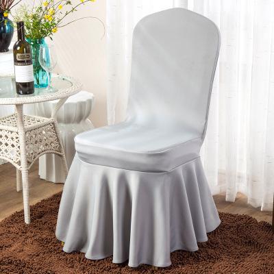 China Large Plain Cover Dinner Chair Cover Elastic Hotel Air Layer Skirt Chair Thickened Hotel Stool Cover for sale