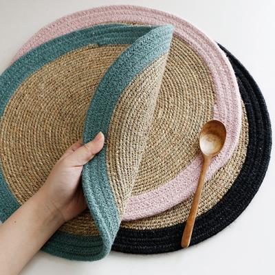 China Sustainable Bamboo Place Mats Table Natural , With Insert Round Vintage Dining Table PVC Woven Decorative Place Mat for sale