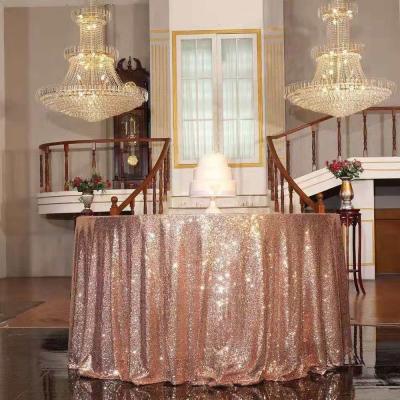 China Gold Waterproof Round Wedding Glitter Sparkle Flashy Sequin Glitter Table Cloth , Silver Sequin Table Cloth for sale