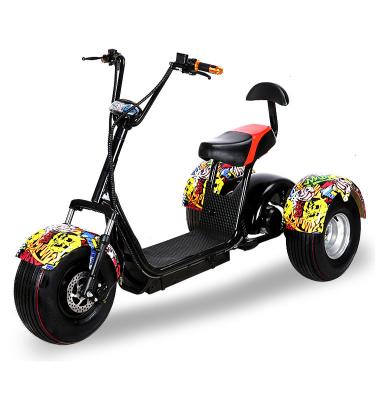 China COC/EEC Three wheel bicycle with 2 seat 3 wheel electric scooter citycoco x7 3 wheel motorcycle scooter with removable battery 12inches for sale