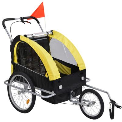 China Multifunctional Popular Baby Stuff Kids Trailer With 2 Seats Child Car Large Window Bicycle Trailer for sale