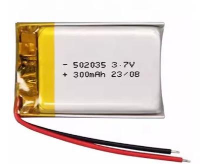 China 502035 3,7 V Lipo Bateria 300mAh Customizado Bolsa de Lítio Recarregável Bolsa de Célula à venda