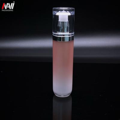 China BEAUTY PACKAGING Customized Sale Well 30ml 60ml 120ml Luxury Round Gold In Gradient White Color Cosmetic Acrylic Lotion Pump Bottle for sale