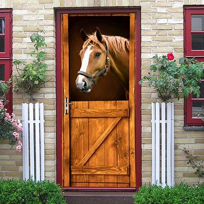 China Decorative Sticker In Stock 77X200CM DIY 3D Door Sticker Western Removable Waterproof Wall Sticker for sale