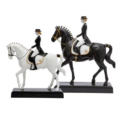 China World Current British Equestrian Figures Riding Dressage Style Living Room Home Study Horse Ornaments Decor Illustration Desktop Sculpture for sale