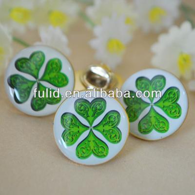 China Metal Custom Four Leaf Clover Logo Epoxy Magnetic Pin Badges for sale