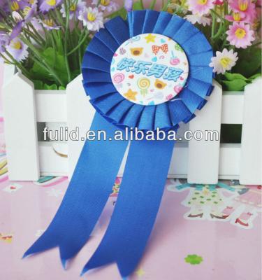 China 3D button badge with ribbon rosette for sale