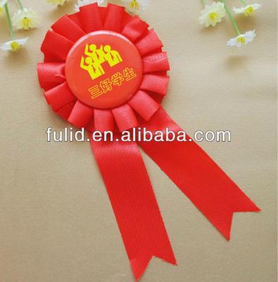 China Japan 38mm tin badge with ribbon rosette for sale