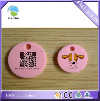 China Custom 2d QR Printing Plastic Barcode Circle Plastic Decorative Charm Pendant for sale