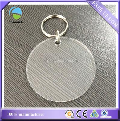 China Custom Clear Transparent Acrylic Plastic Blank Round Keychain for sale