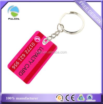 China Custom Shop Loyalty Store Plastic Card Plastic Key Ring Tag PVC Key Chain Keyfob for sale