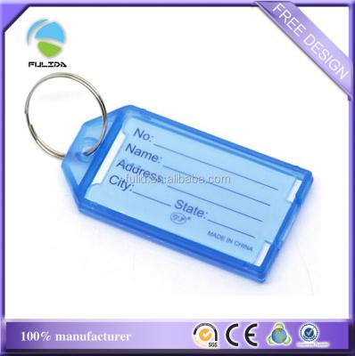 China Custom Blue Transparent Plastic Key Fob Tags Insert Name ID Information Card for sale