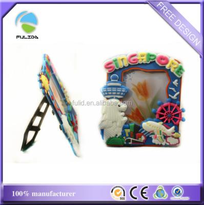 China Plastic Custom Tourism Souvenir Singapore Country Photo Frame Rubber /picture frame for sale