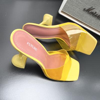 China New Designs Durable Mold Fashion Glass And Square Toe High Heel Women Sandals In Summer for sale