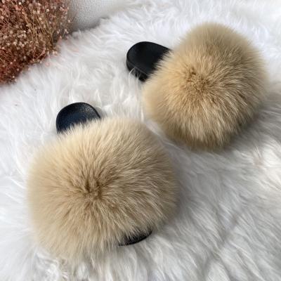 China Fashion\comfortable fashion\durable\comfortable warm summer\durable Autumn Winter Fox Fur Slippers on sale spring for sale