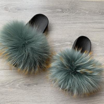 China Fashion\comfortable fashion\durable\comfortable\durable fashionable and popular fox and raccoon fur slippers in 2019 for sale