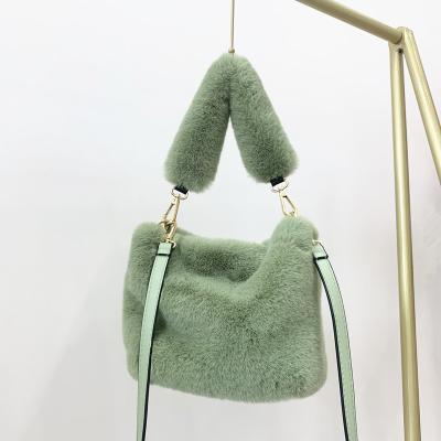 China New Eco-friendly Material Eco-friendly Material Ladies Shoulder Cross - Body Bag Fashion Design Plain Faux Fur Bag for sale