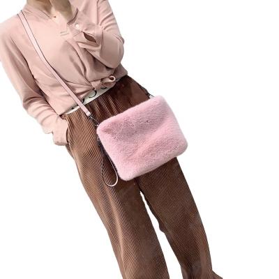 China Various Colors Faux Eco-friendly Material Mink Fur Velvet Messenger Handbag Fashion Eco-friendly Bag Wholesale Eco-friendly Material for sale